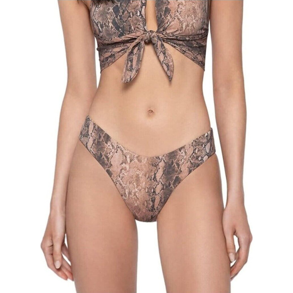 NEW!! PQ PilyQ Swim SIZE S Reversible High Cut Teeny Bikini Bottoms ONLY Animal - Picture 2 of 11